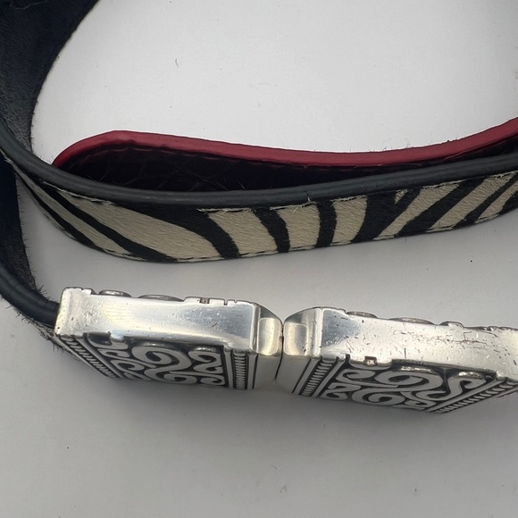 Chicos Black Calf Hair, Zebra, and Red Croc Silver tone Buckle & Reversible Belt - Picture 4 of 13